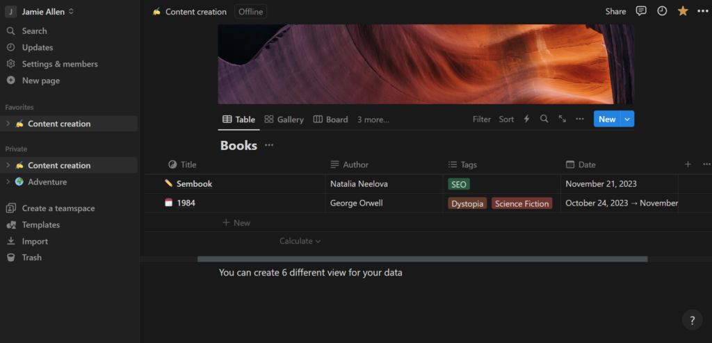 Notion Review: Database view